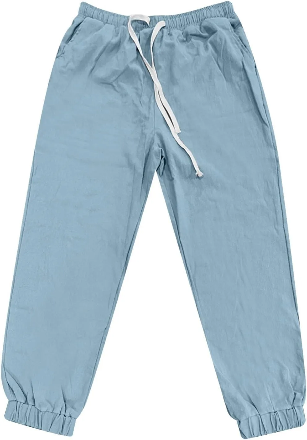 Men's Cotton Linen Solid Color Drawstring Sports Casual Breathable Pants 2025