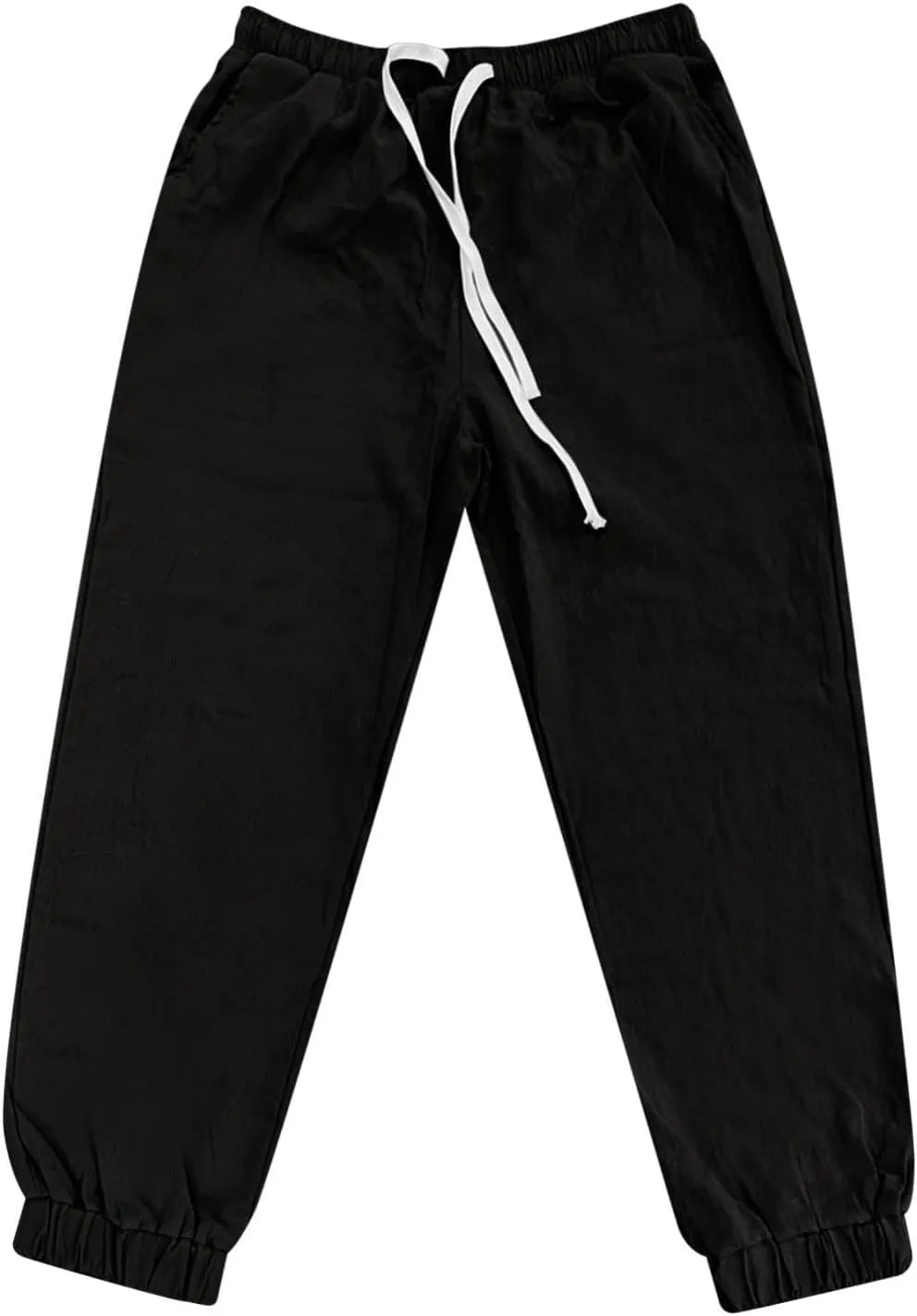 Men's Cotton Linen Solid Color Drawstring Sports Casual Breathable Pants 2025