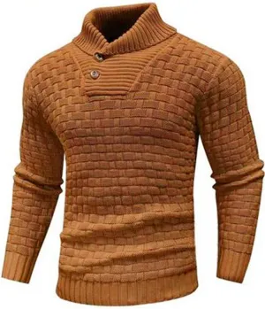 Men's Crewneck Pullover Sweater Soft Casual Classic Pullover Knitwear Lightweight Sweaters Brown Sweatshirt