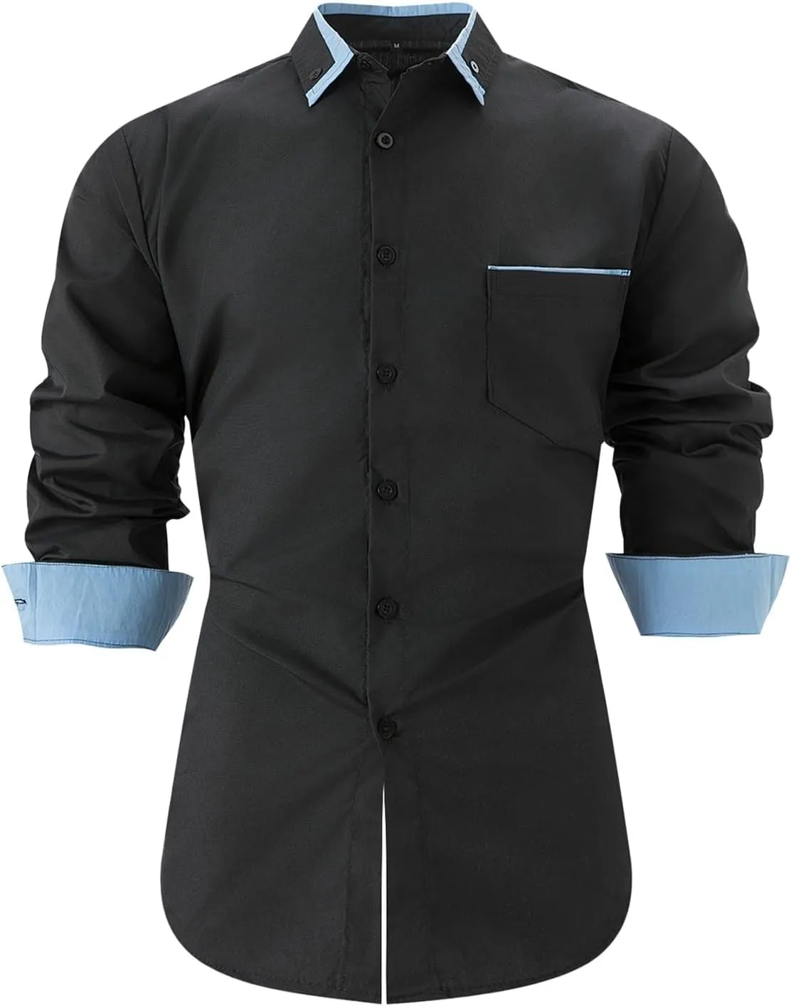 Mens Dress Shirts Fall Slim Fit Dress Shirt Work Stretch Shirt
