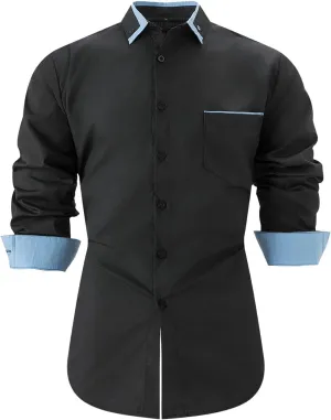 Mens Dress Shirts Fall Slim Fit Dress Shirt Work Stretch Shirt