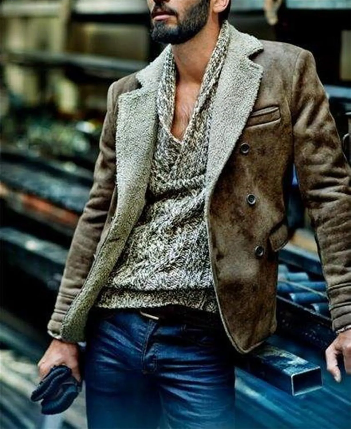 Men's Fleece Lined Jacket Lightweight Bomber Jacket Faux Leather Jackets Light Suede Fall Winter Coat for Men