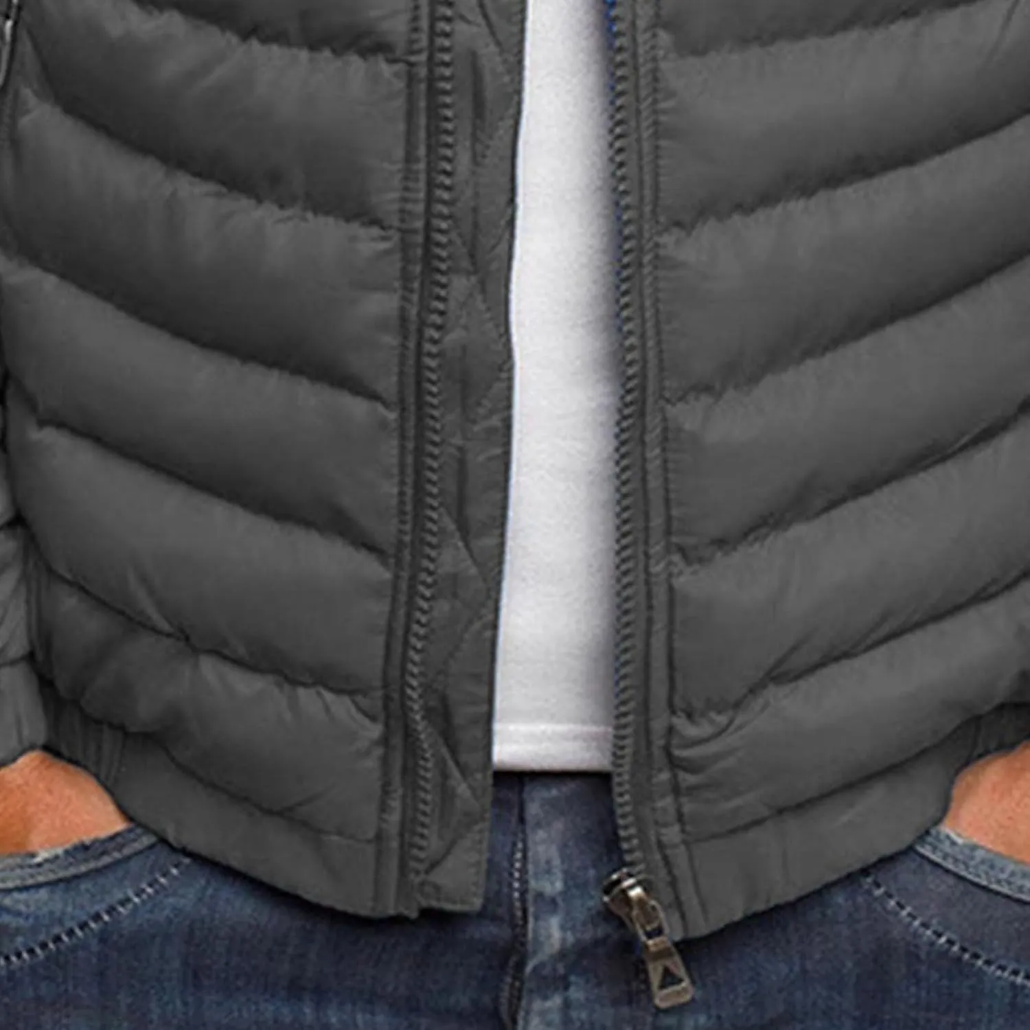 Men's Full Zip Packable Down Jacket Lightweight Puffer Jacket Winter Jacket Loose Windproof Outerwear Jacket