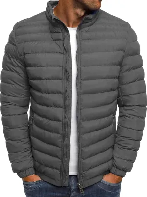 Men's Full Zip Packable Down Jacket Lightweight Puffer Jacket Winter Jacket Loose Windproof Outerwear Jacket