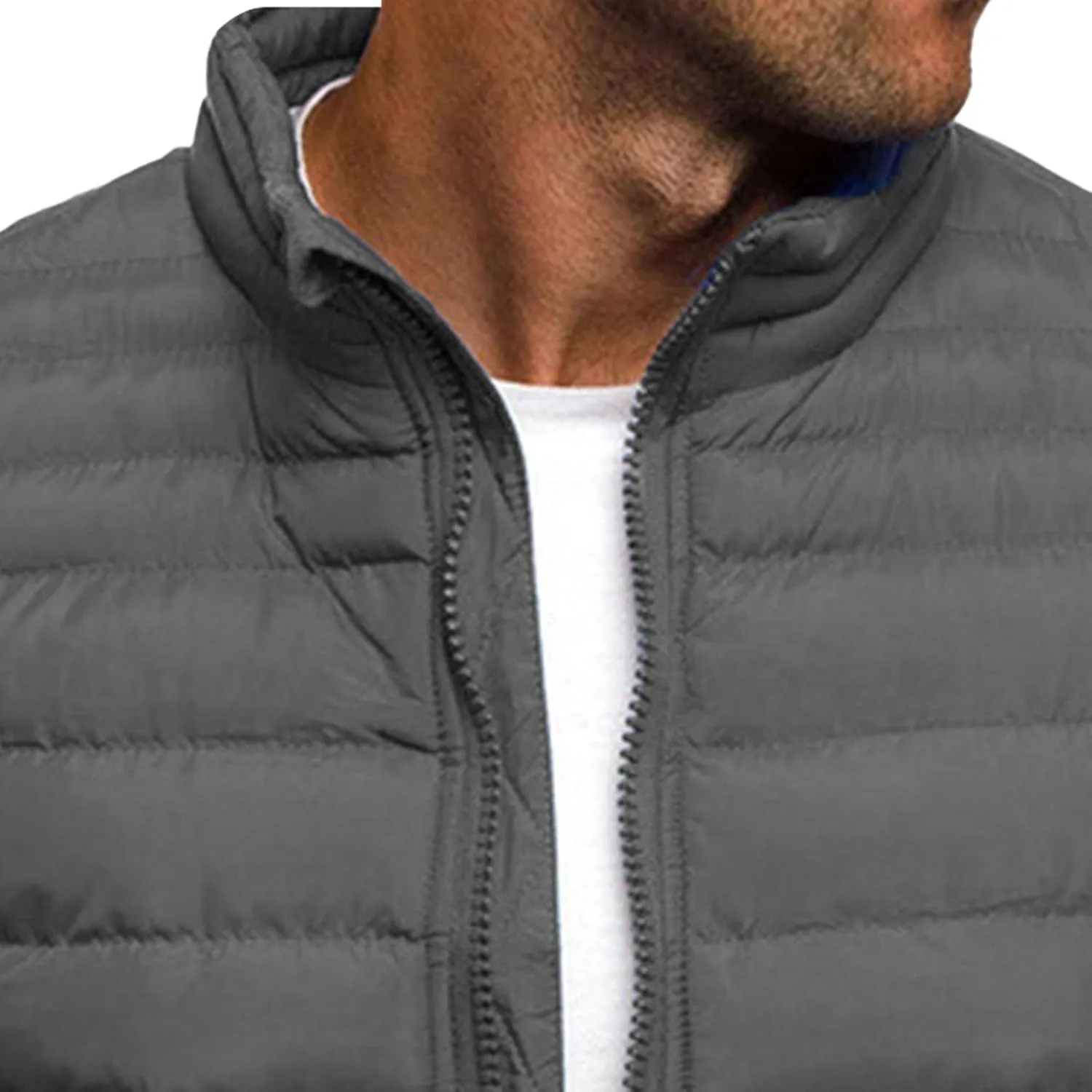 Men's Full Zip Packable Down Jacket Lightweight Puffer Jacket Winter Jacket Loose Windproof Outerwear Jacket