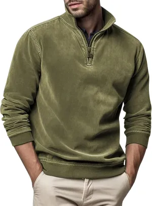 Mens Half Zip Pullover Casual Outdoor Sweatshirt Lightweight Running Polo Sweater Long Sleeve Thermal Sweatshirts Tops