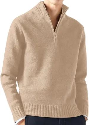 Mens Half Zip Pullover Sweater Casual Simple Bottom Sweater Warm Wool Knit Long Sleeve Coats Fashion Soft Sweatshirt