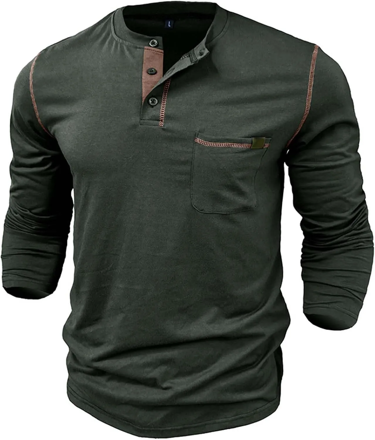 Mens Henley Shirts Long Sleeve Tactical Fleece Sweatshirt Button Pullover Sweater Casual Sweater Lightweight Pullover