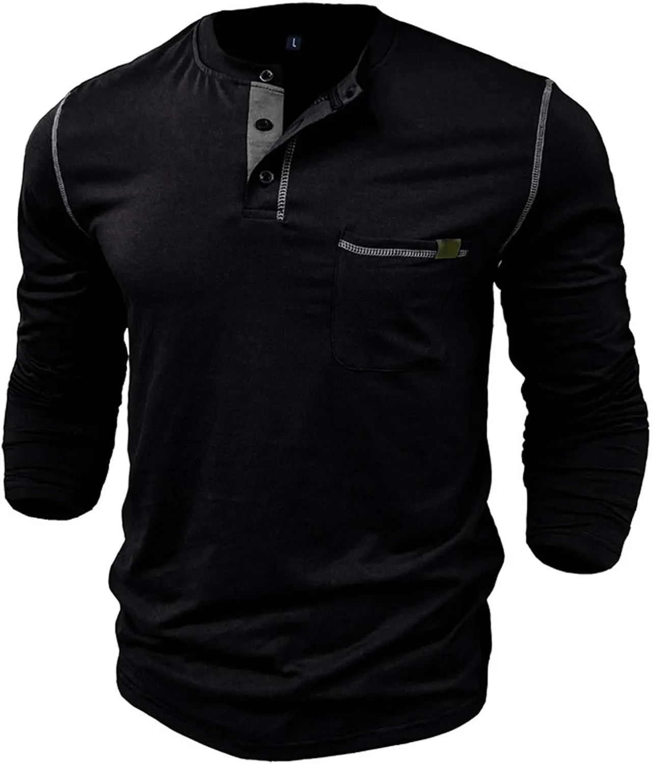 Mens Henley Shirts Long Sleeve Tactical Fleece Sweatshirt Button Pullover Sweater Casual Sweater Lightweight Pullover