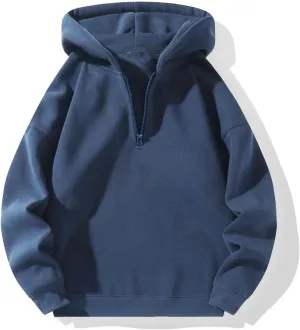 Men's Hoodies Half Zipper Long Sleeve Drop Shoulder Sweatshirt Casual Pullover Running Active Hoodies with Pockets