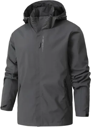 Men's Lightweight Waterproof Rain Jacket,Shell Hooded Outdoor Raincoat Hiking Windbreake jacket