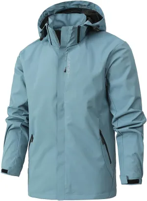 Men's Lightweight Waterproof Rain Jacket,Shell Hooded Outdoor Raincoat Hiking Windbreake jacket