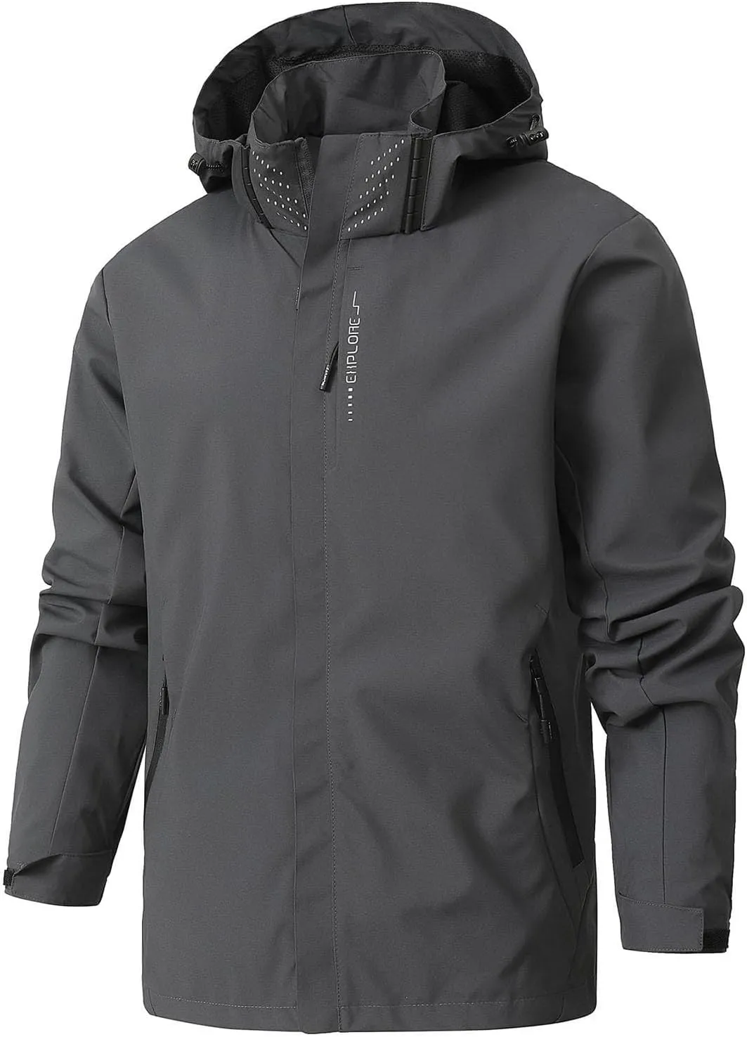 Men's Lightweight Waterproof Rain Jacket,Shell Hooded Outdoor Raincoat Hiking Windbreake jacket
