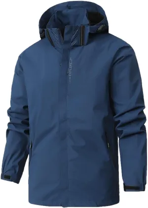 Men's Lightweight Waterproof Rain Jacket,Shell Hooded Outdoor Raincoat Hiking Windbreake jacket