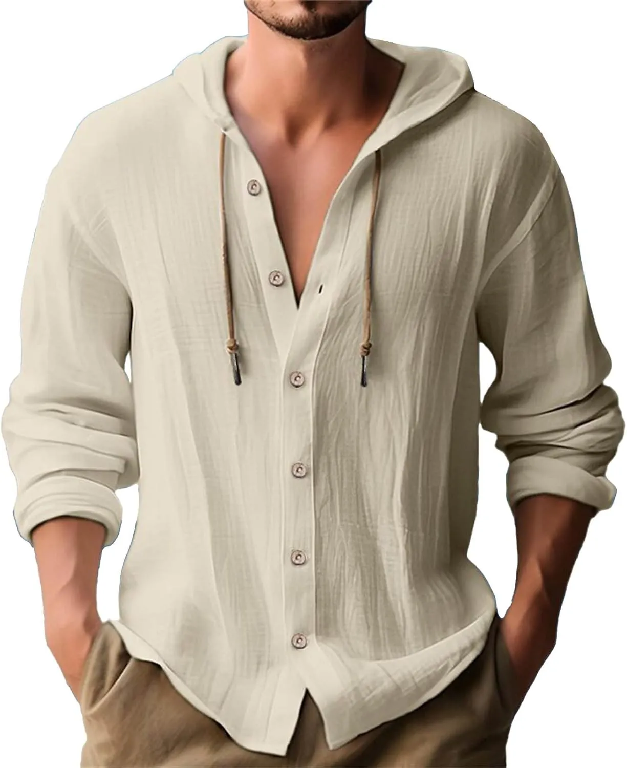 Men's Long Sleeve Classic Woven Shirt Pocket Long Sleeve Shirt Top Mens Long Sleeve Shirt Henley Shirts for Men