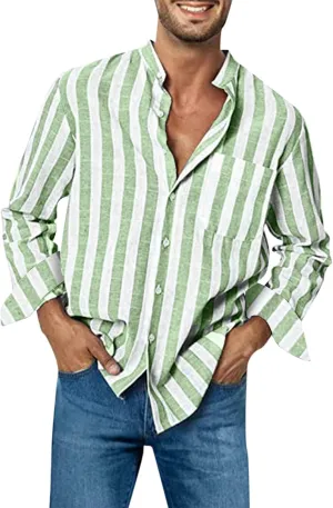 Men's Long Sleeve Classic Woven Shirt Pocket Long Sleeve Shirt Top Mens Long Sleeve Shirt Henley Shirts for Men