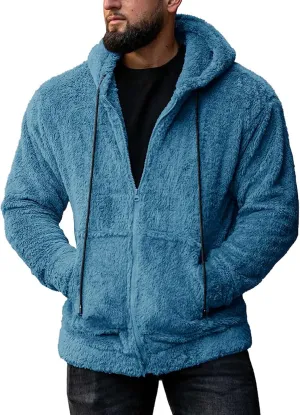 Men's Long Sleeve Warm Winter Sherpa Lined Fleece Shirt Jackets Full Zip Thermal Sweatshirt Pullover Outwear