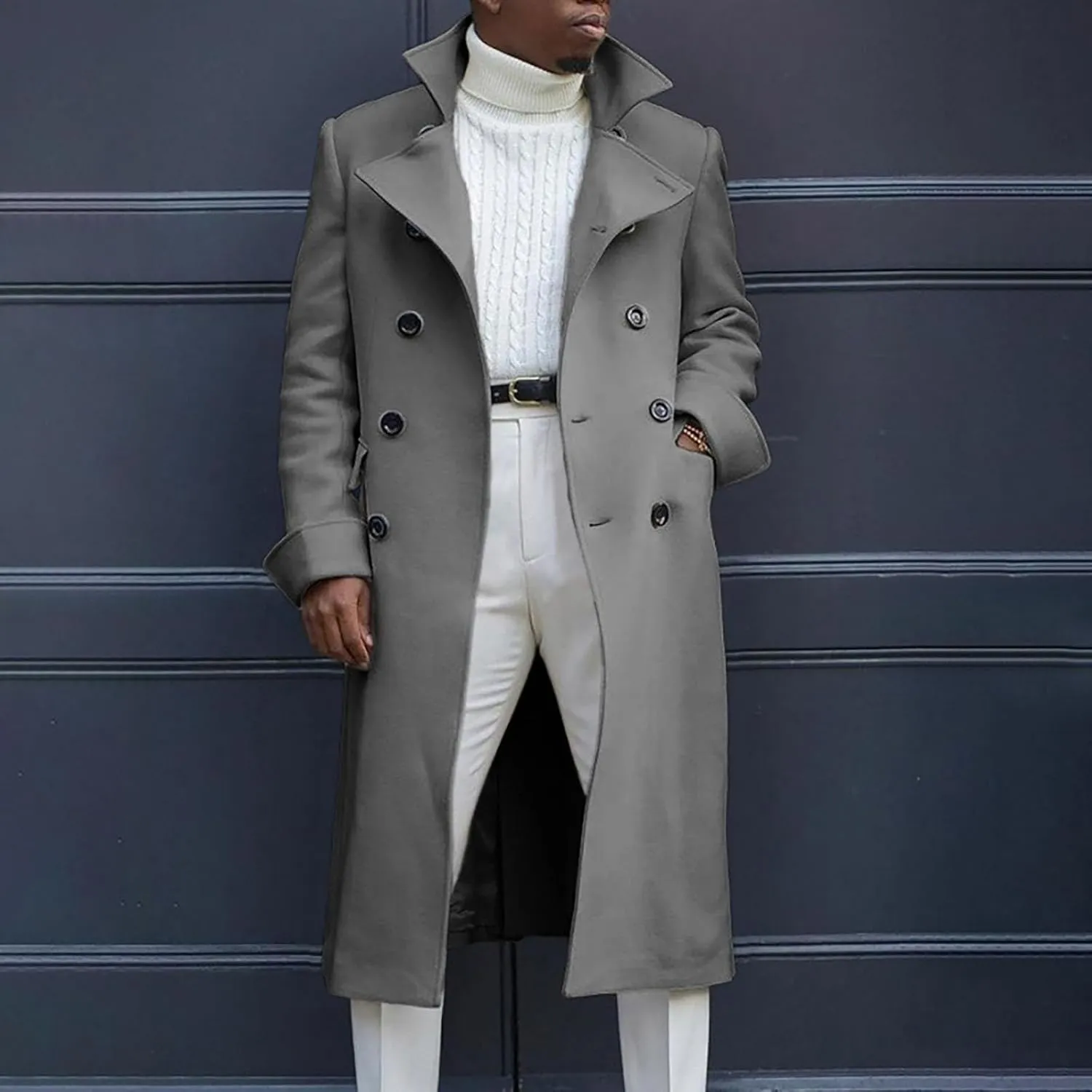 Mens Long Trench Coats Ligtweight Waterproof Outdoor Jackets Winter Business Overcoats Single Breasted Overcoat