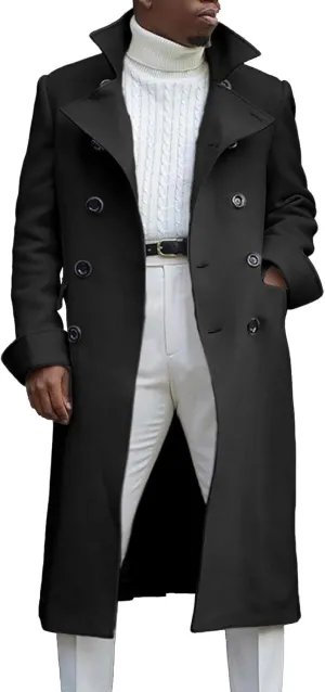 Mens Long Trench Coats Ligtweight Waterproof Outdoor Jackets Winter Business Overcoats Single Breasted Overcoat