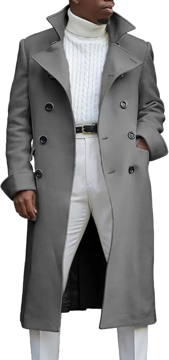 Mens Long Trench Coats Ligtweight Waterproof Outdoor Jackets Winter Business Overcoats Single Breasted Overcoat