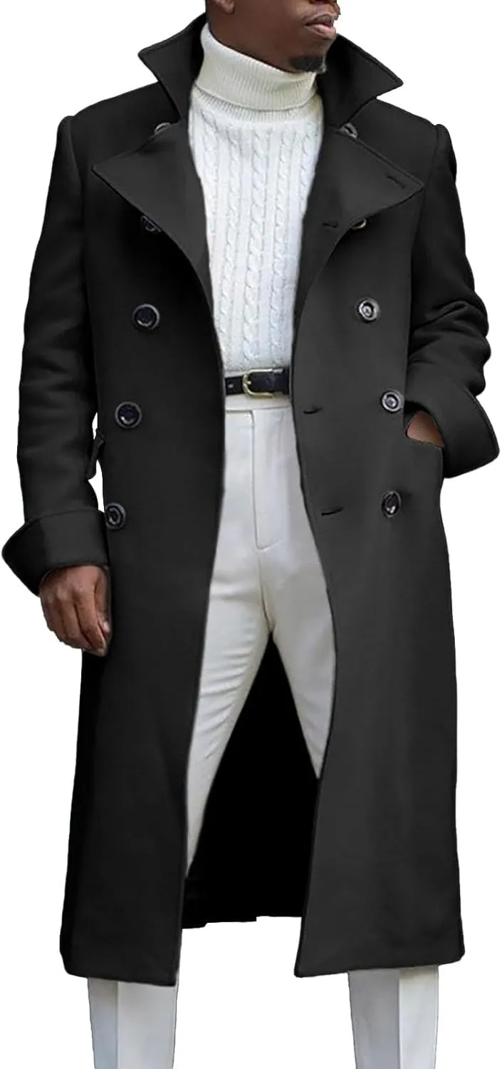 Mens Long Trench Coats Ligtweight Waterproof Outdoor Jackets Winter Business Overcoats Single Breasted Overcoat