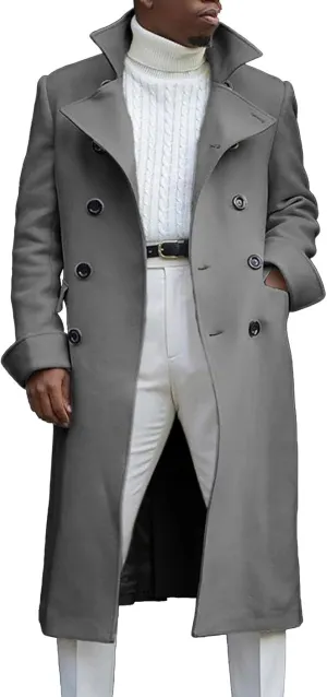 Mens Long Trench Coats Ligtweight Waterproof Outdoor Jackets Winter Business Overcoats Single Breasted Overcoat