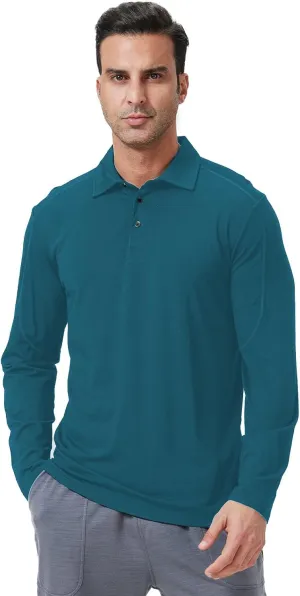 Men's Merino Wool Polo Shirt - Odor-Proof 100% Merino Wool Shirt for Men with Long Sleeves