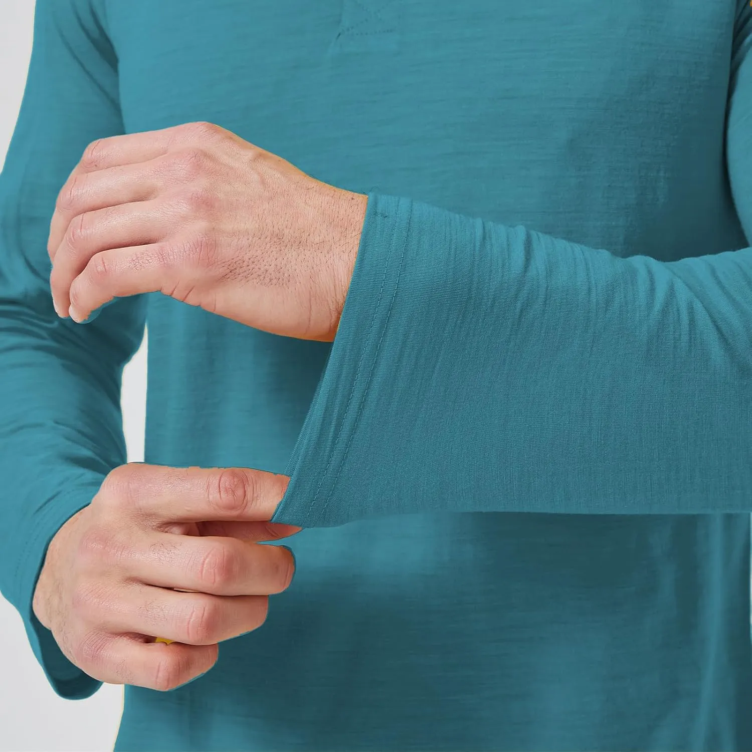 Men's Merino Wool Polo Shirt - Odor-Proof 100% Merino Wool Shirt for Men with Long Sleeves
