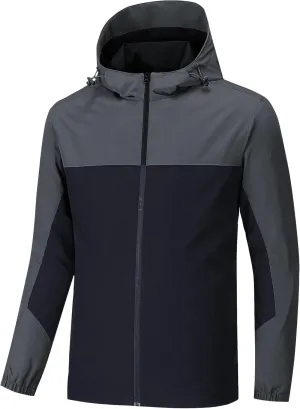 Mens Outdoor Sports Casual Lightweight Jacket Men's Hooded Windbreaker Jacket