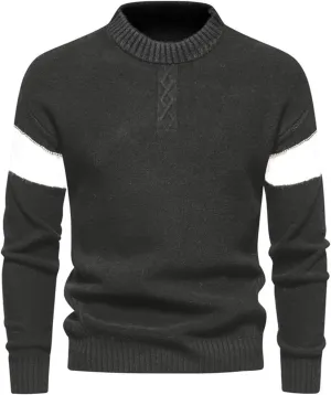 Men's Oversized-Fit Crewneck Sweatshirt Casual Knit Stretch Sweaters Raglan Sleeve Knitwear Men Sweatshirts