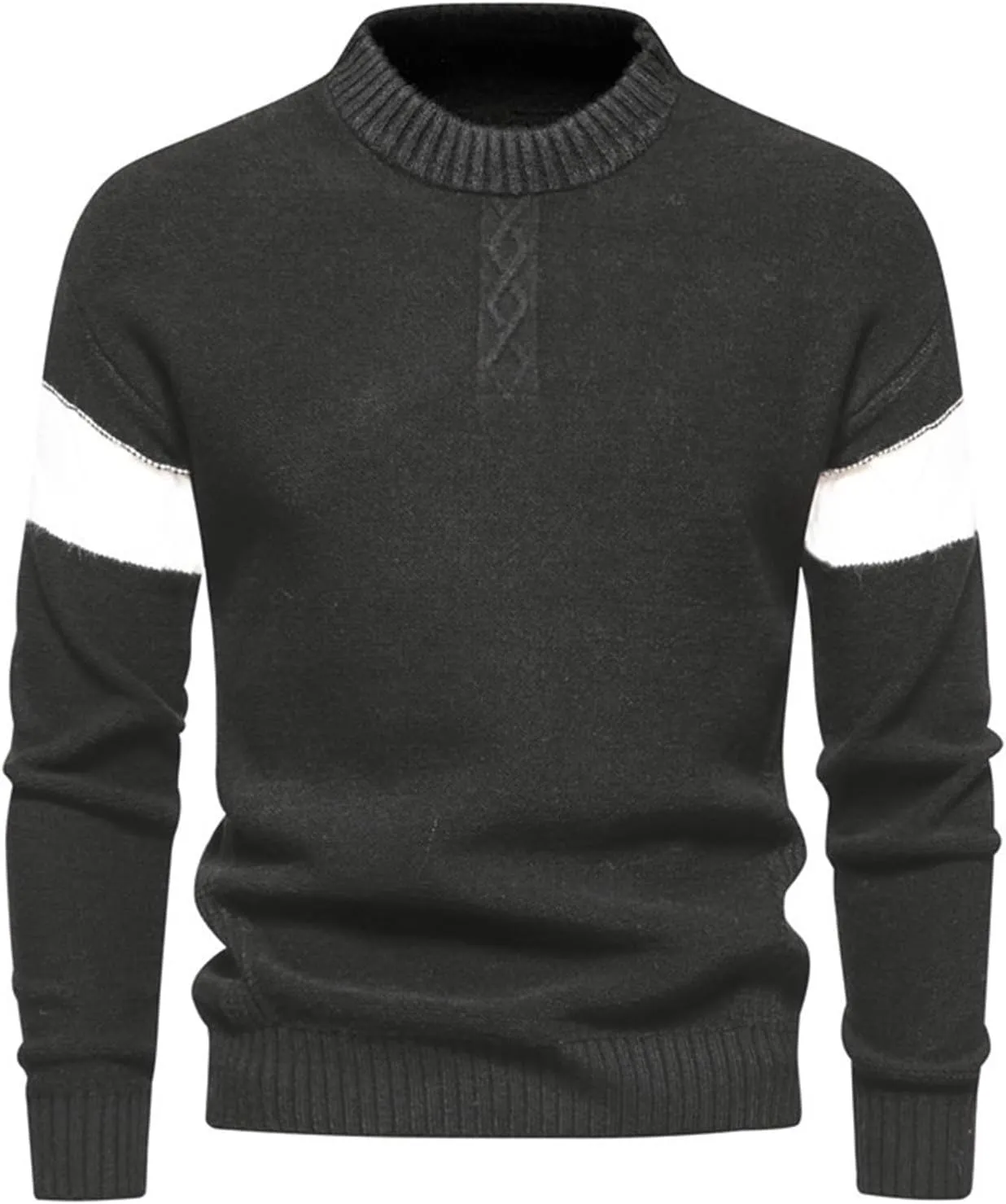 Men's Oversized-Fit Crewneck Sweatshirt Casual Knit Stretch Sweaters Raglan Sleeve Knitwear Men Sweatshirts