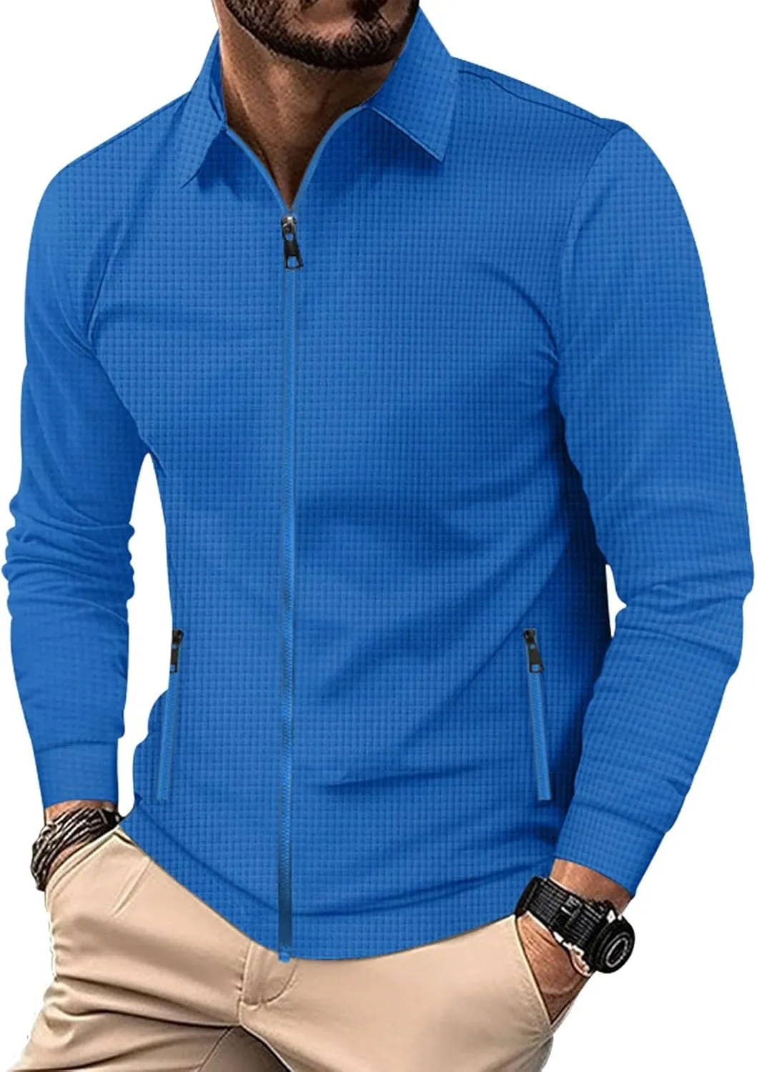 Men's Oversized-Fit Crewneck Sweatshirt Slim Fit Lightweight Casual Patterned Knitted Pullover Plain Sweatshirt
