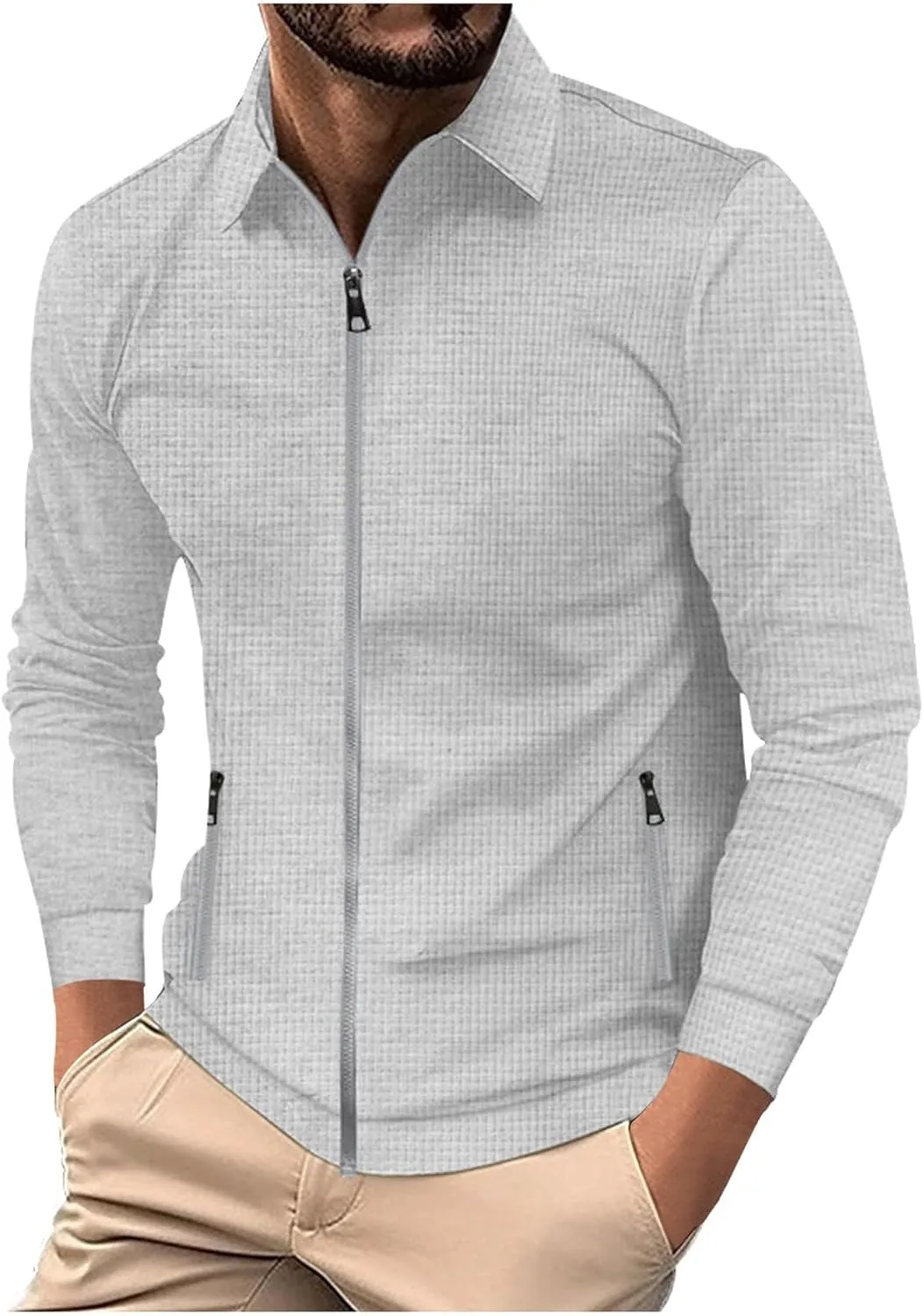 Men's Oversized-Fit Crewneck Sweatshirt Slim Fit Lightweight Casual Patterned Knitted Pullover Plain Sweatshirt