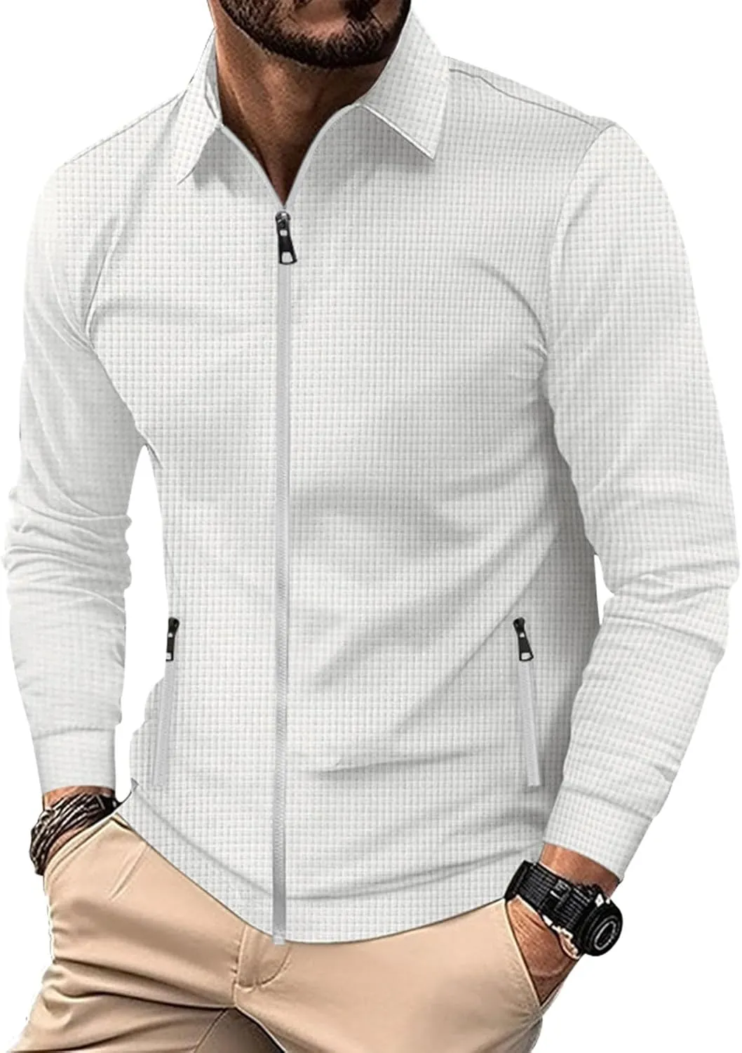 Men's Oversized-Fit Crewneck Sweatshirt Slim Fit Lightweight Casual Patterned Knitted Pullover Plain Sweatshirt