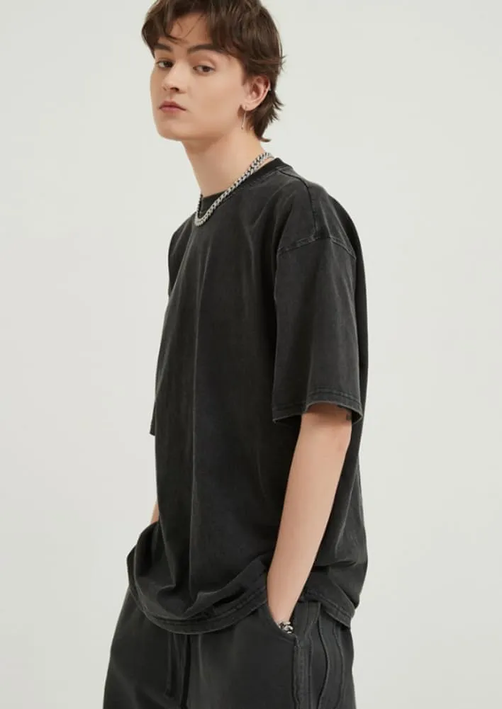 Mens Oversized T Shirt Unisex Acid Wash Vintage Washed Tee Shirt Casual Streetwear Basic Tees