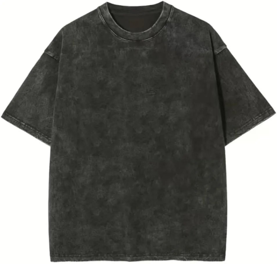 Mens Oversized T Shirt Unisex Acid Wash Vintage Washed Tee Shirt Casual Streetwear Basic Tees