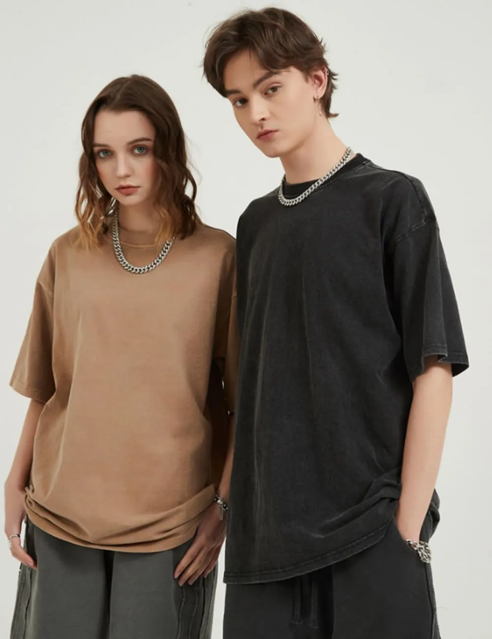 Mens Oversized T Shirt Unisex Acid Wash Vintage Washed Tee Shirt Casual Streetwear Basic Tees