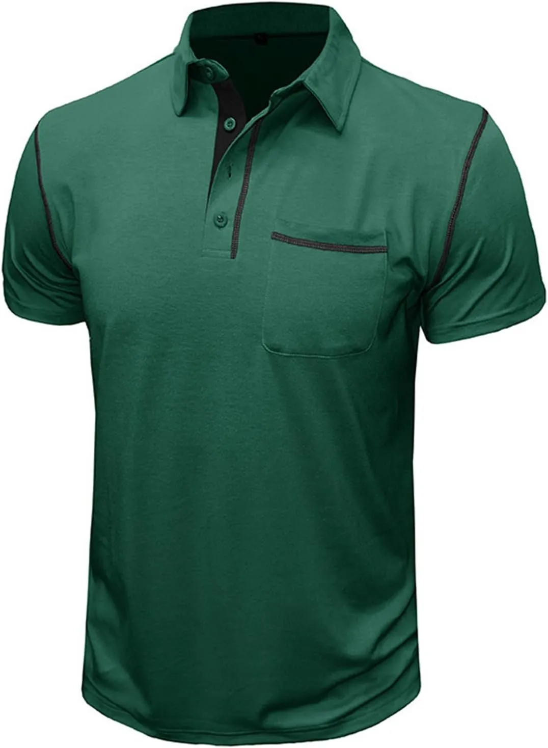 Men's Polo Shirt Short Sleeve Slim Fit 4 Button T-Shirts Slim Fit Golf Work Tops