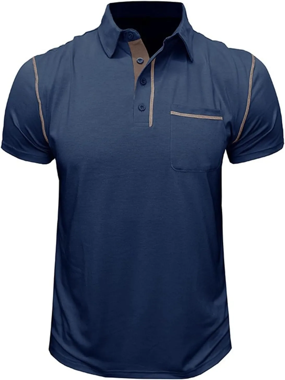Men's Polo Shirt Short Sleeve Slim Fit 4 Button T-Shirts Slim Fit Golf Work Tops