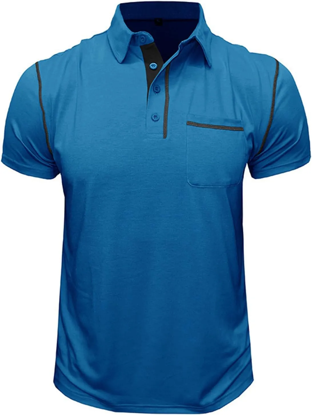 Men's Polo Shirt Short Sleeve Slim Fit 4 Button T-Shirts Slim Fit Golf Work Tops