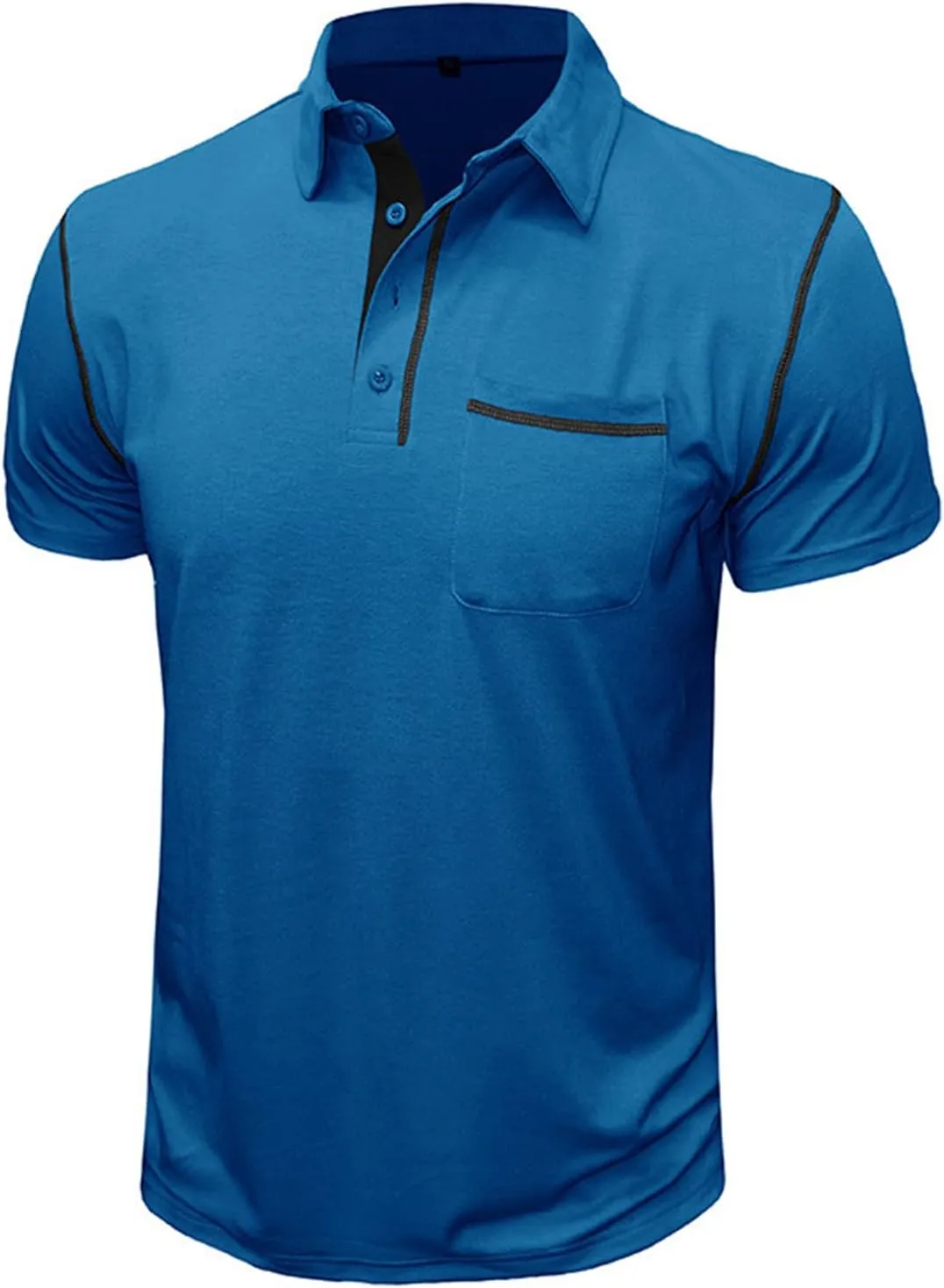 Men's Polo Shirt Short Sleeve Slim Fit 4 Button T-Shirts Slim Fit Golf Work Tops