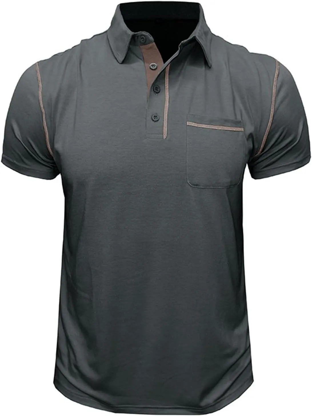 Men's Polo Shirt Short Sleeve Slim Fit 4 Button T-Shirts Slim Fit Golf Work Tops
