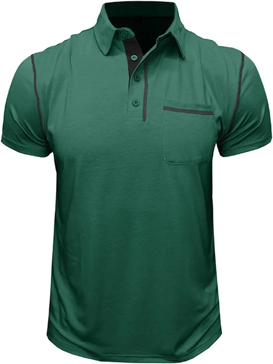Men's Polo Shirt Short Sleeve Slim Fit 4 Button T-Shirts Slim Fit Golf Work Tops