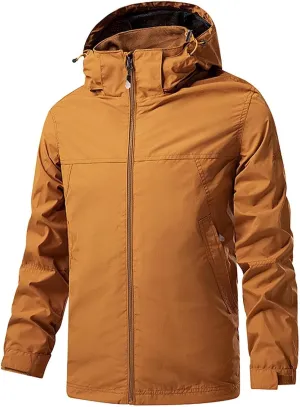 Men's Shell Jacket Waterproof Windbreaker Lightweight Hooded Rain Coat for Men Outdoor Hiking Climbing Traveling