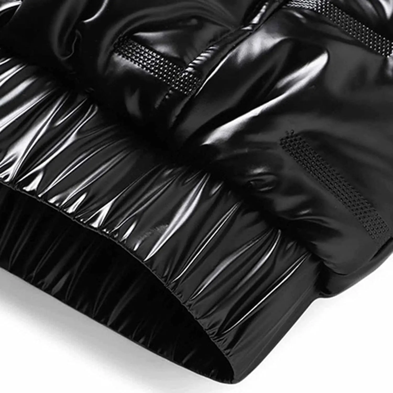 Men's Shiny Winter Jacket Heavyweight Puffer Jacket Casual Coat for Men Windproof Packable Stand Collar Down Jacket