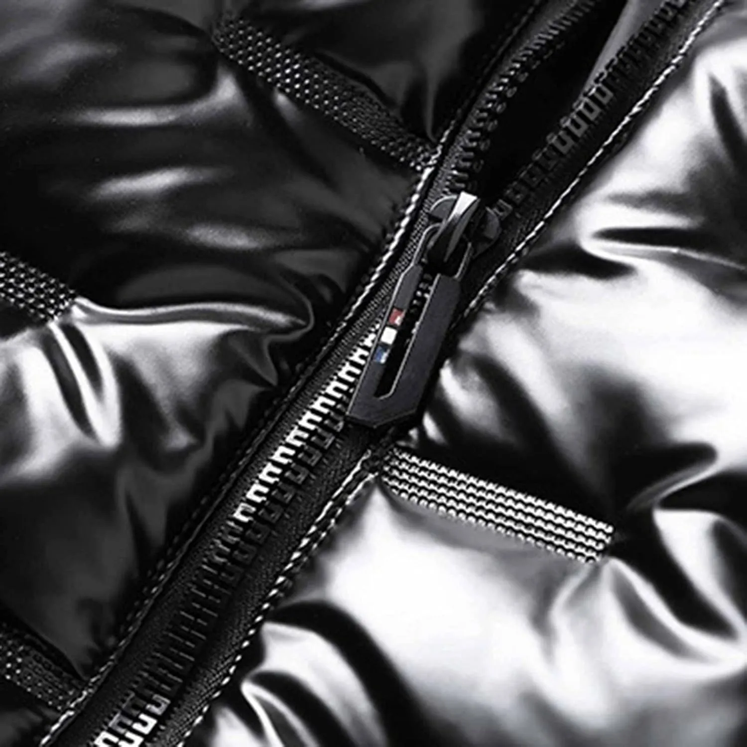Men's Shiny Winter Jacket Heavyweight Puffer Jacket Casual Coat for Men Windproof Packable Stand Collar Down Jacket
