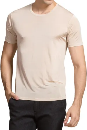 Mens Silk Knitted T Shirt 100% Pure Mulberry Silk Sleep T Shirt Crew Neck Top Undershirt Blouse Short Sleeve Tee Tops
