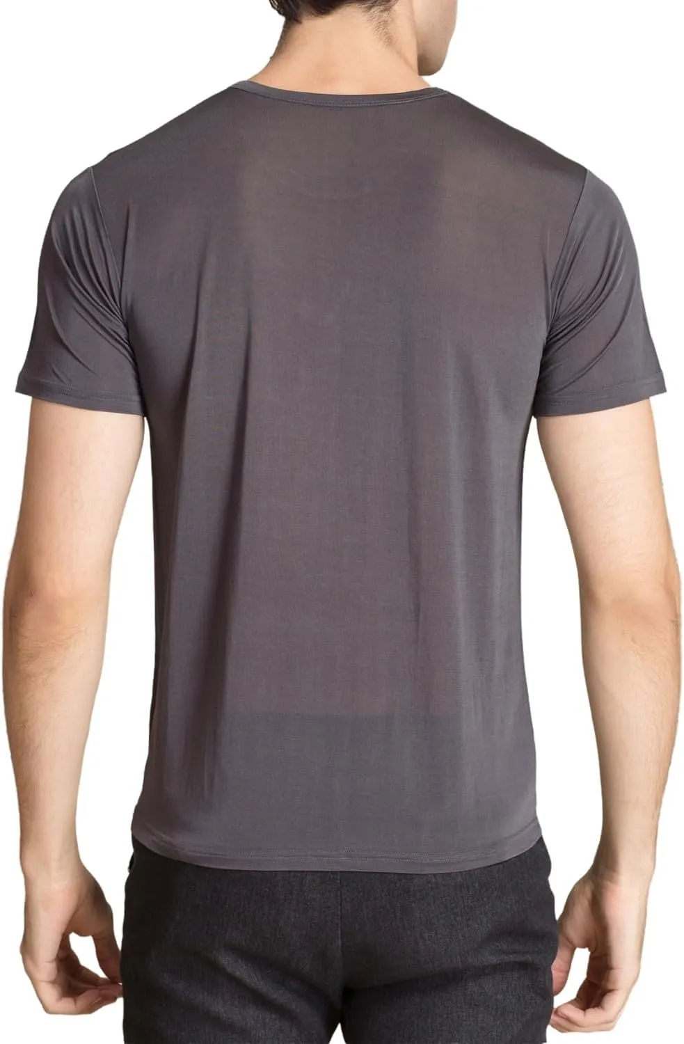 Mens Silk Knitted T Shirt 100% Pure Mulberry Silk Sleep T Shirt Crew Neck Top Undershirt Blouse Short Sleeve Tee Tops