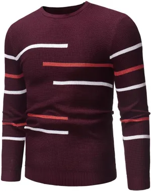 Mens Slim Fit Long Sleeve Shirts Casual Striped Pullover Sweater Slim Fit Crewneck Weatshirt Fall Fashion Clothes