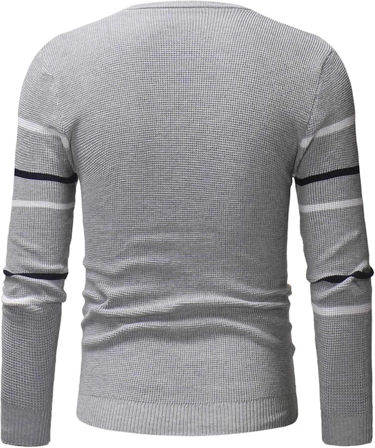 Mens Slim Fit Long Sleeve Shirts Casual Striped Pullover Sweater Slim Fit Crewneck Weatshirt Fall Fashion Clothes